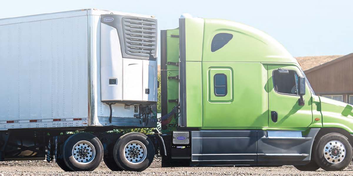 Carrier ComfortPro Electric APU on green trailer cab