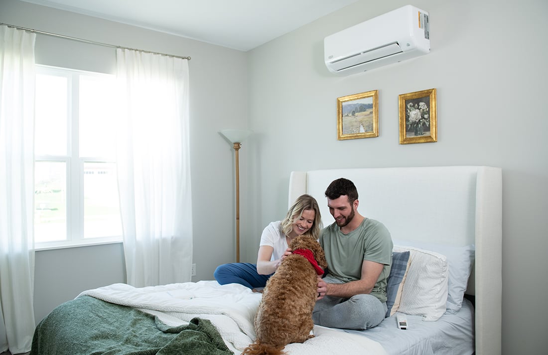 family-relaxes-in-home-with-ductless-mini-split-installed