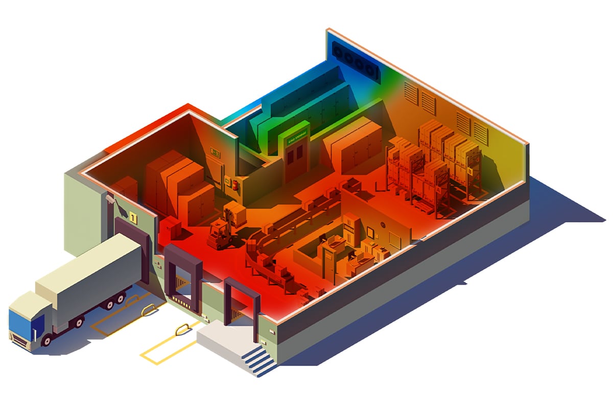 Thermal Mapping Image of Warehouse