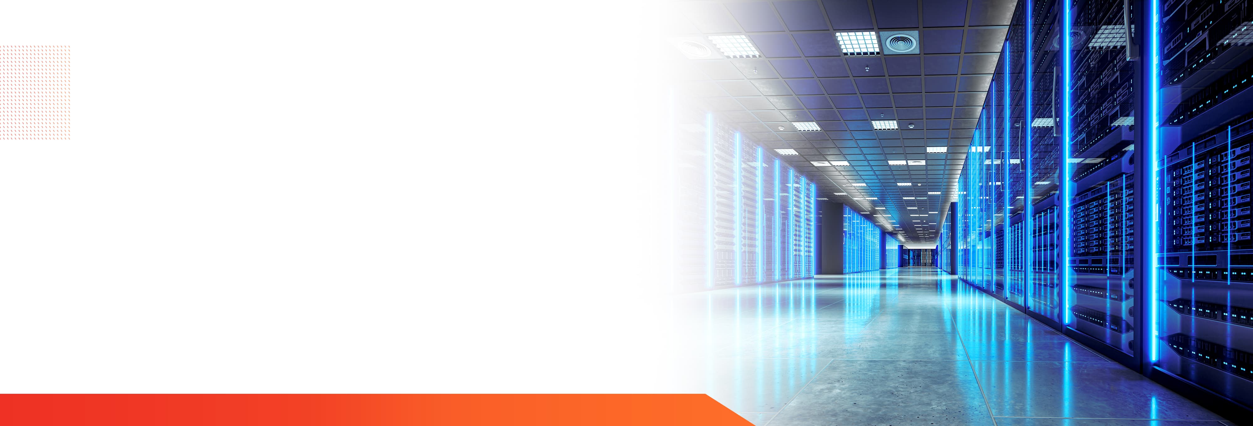 interior data center with blue lighting