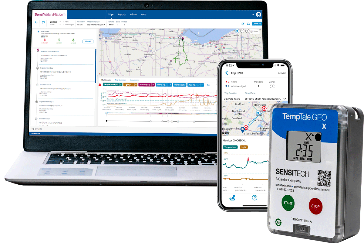 TempTale GEO X Display with Desktop and Mobile SensiWatch Platform