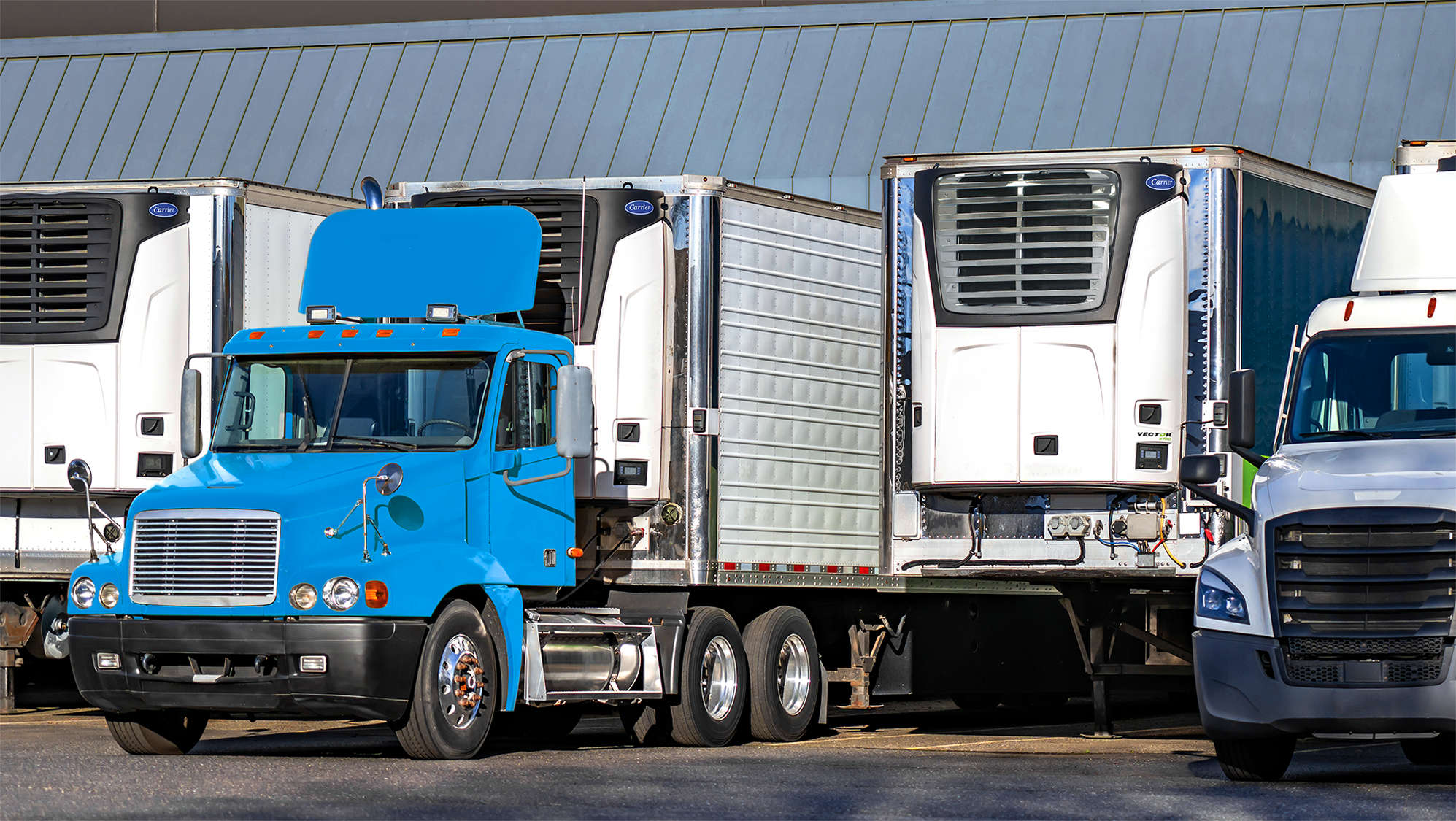 Carrier Vector Trailer Refrigeration Units on trucks at distribution center