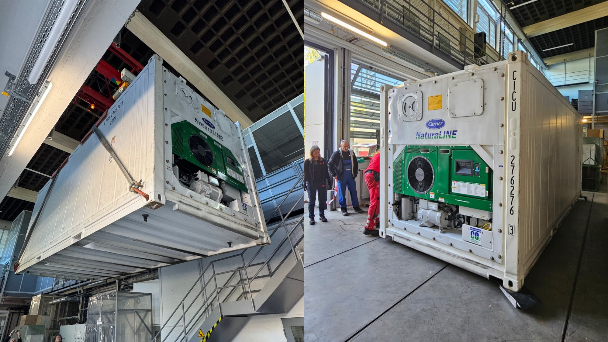 Carrier NaturaLINE Container Refrigeration Unit in warehouse