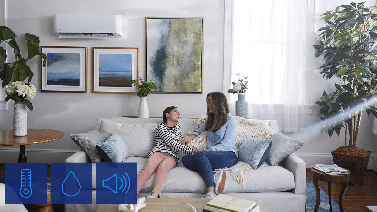 Carrier Healthy Infinity Heat Pump, mother and daughter at home