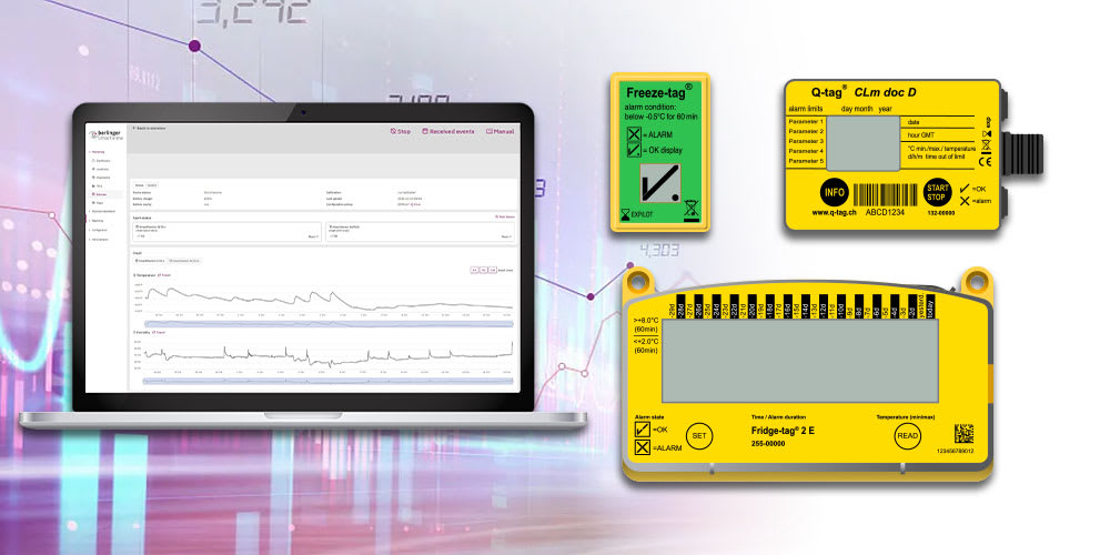 Berlinger Cold Chain Solutions - Smartview Software, Fridgetag data logger, Q-tag CLm doc D data logger, Freeze-tag indicator