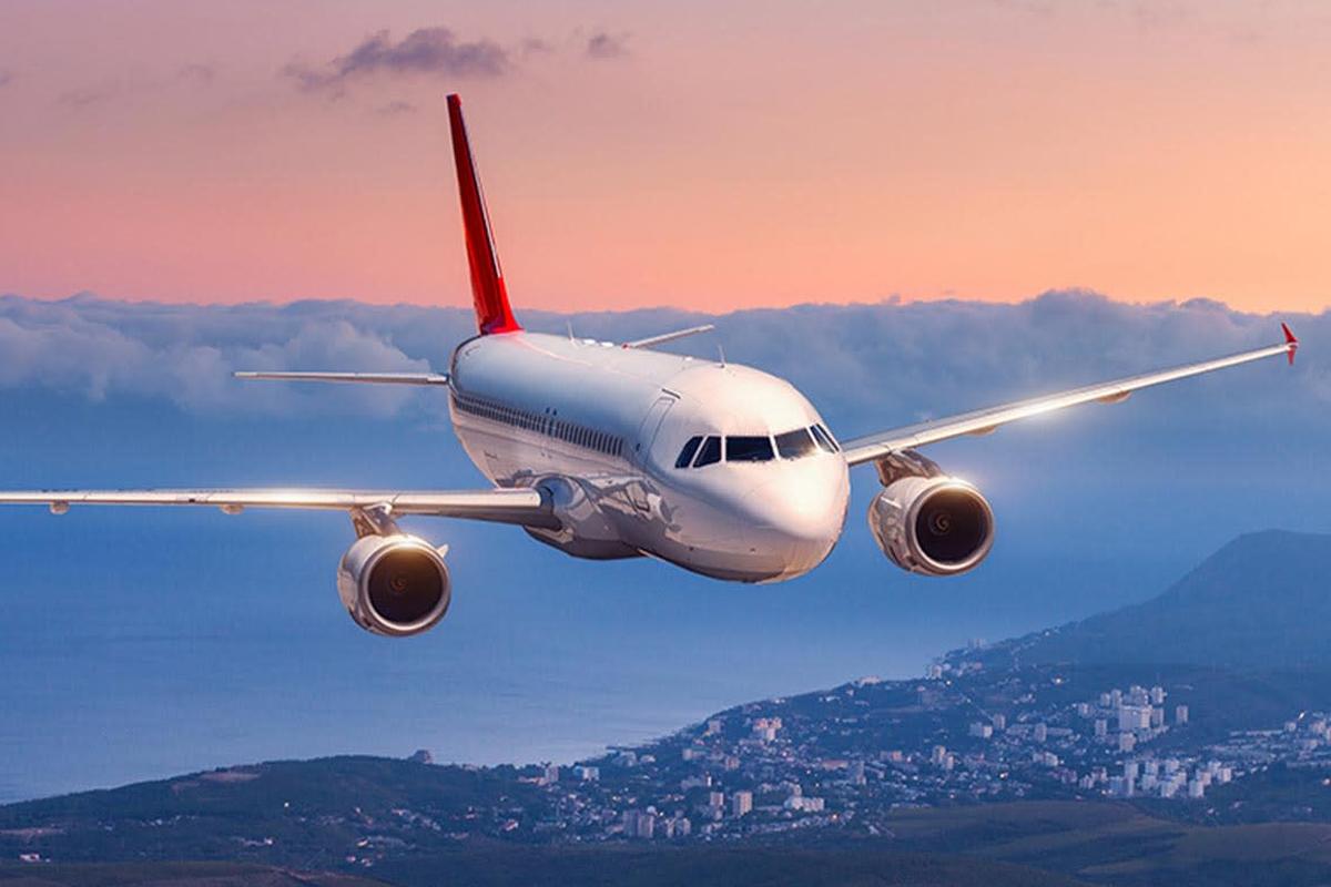 Airplane against Mountain Background