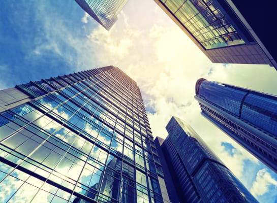 carrier-group-of-highrise-buildings-in-city-looking-up