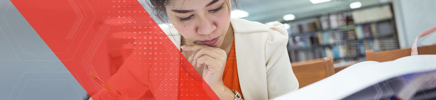 woman studying in library