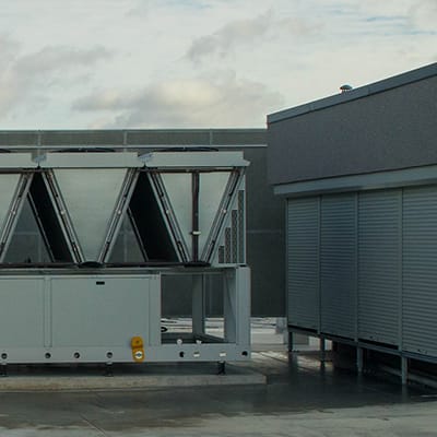 Various HVAC equipment on a rooftop