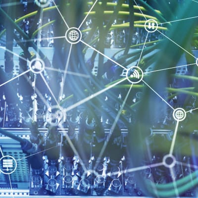 Artistic tech graphic showing connections between ethernet devices