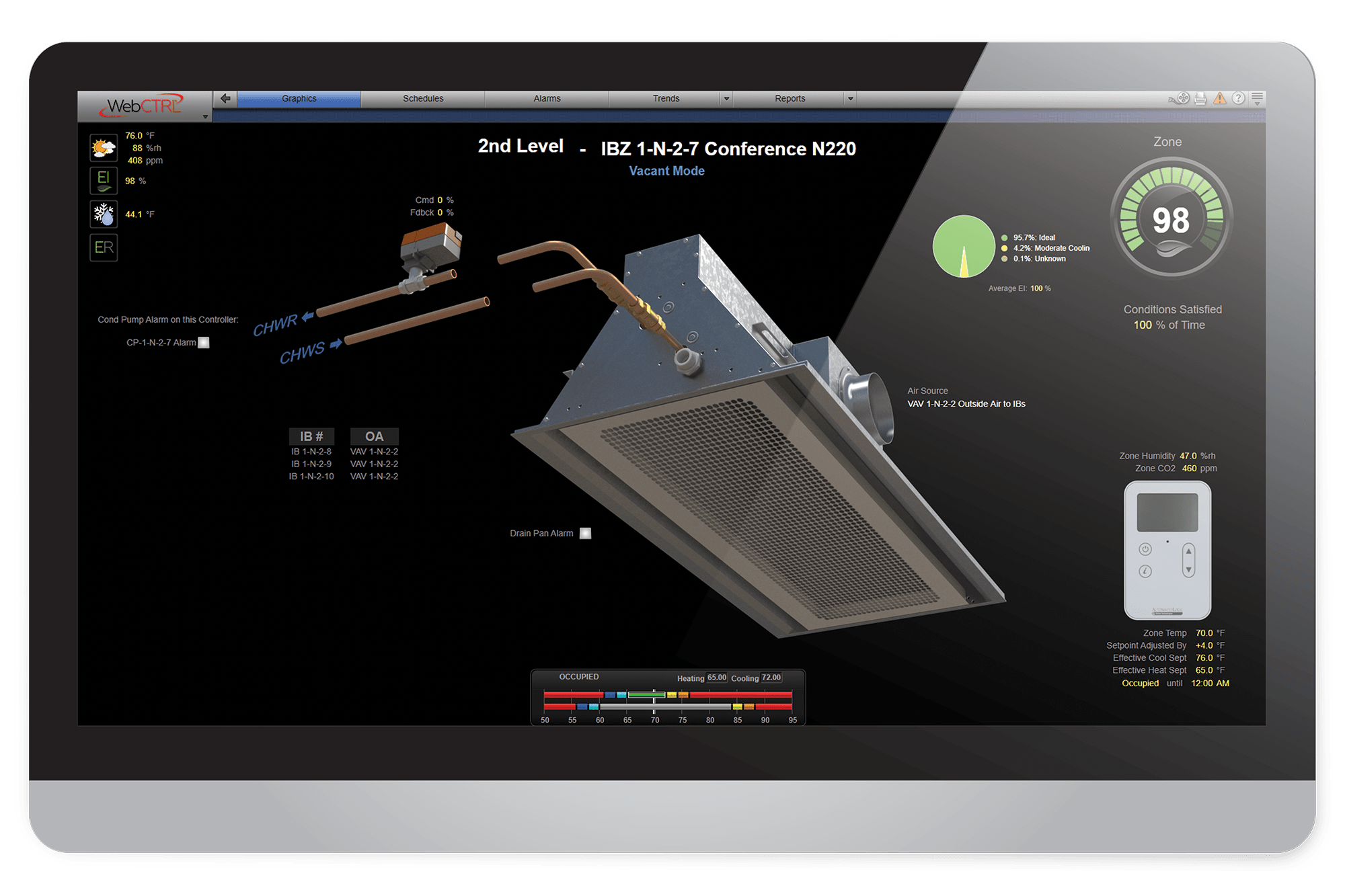AutomatedLogic WebCtrl screen capture - conference room with air terminal