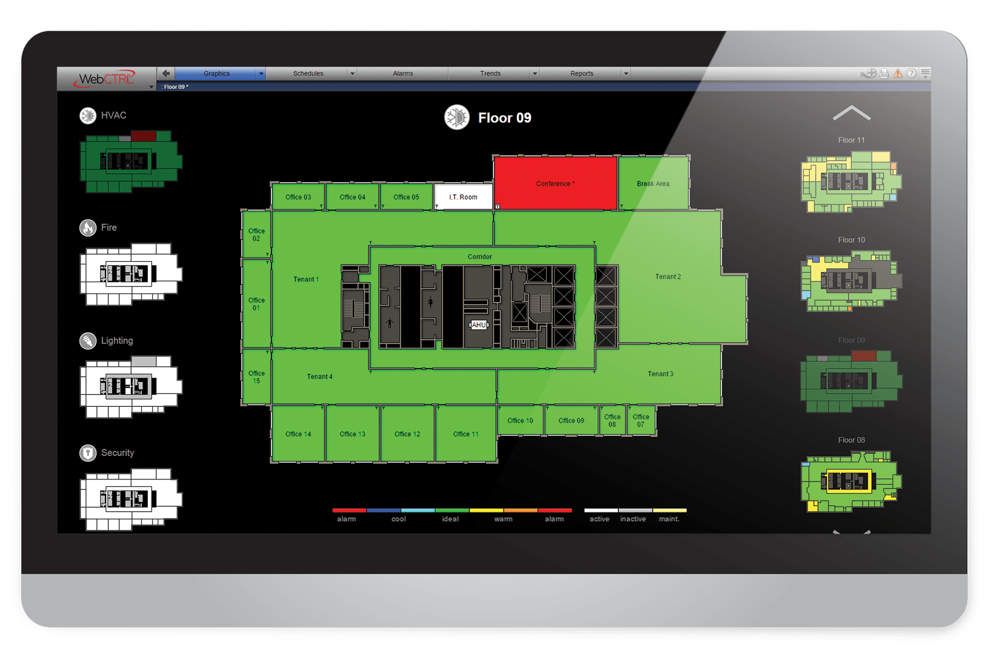 AutomatedLogic WebCtrl screen capture - building floor plan