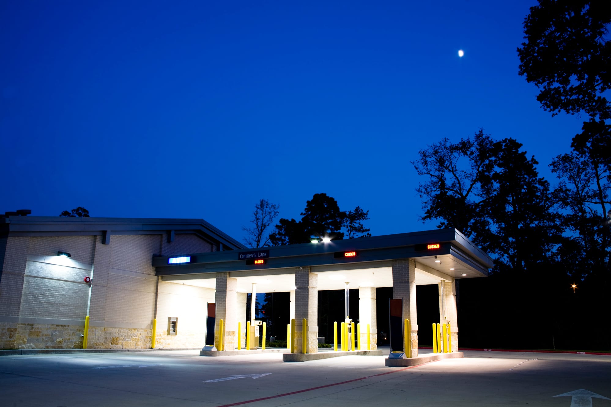 Drive through bank at night