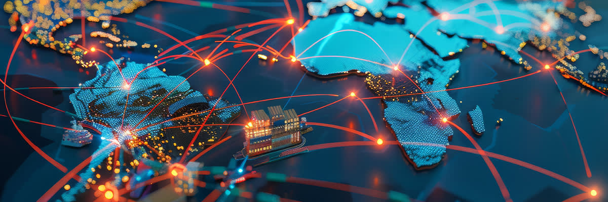 supply chain routes and visibility on global map